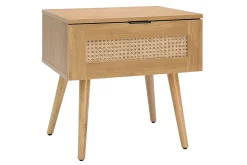 Miliboo Table De Chevet-Table de chevet finition bois clair, cannage rotin et métal noir L50 cm MANILLE
