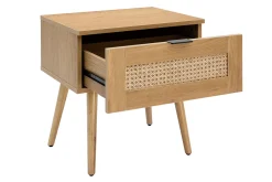 Miliboo Table De Chevet-Table de chevet finition bois clair, cannage rotin et métal noir L50 cm MANILLE