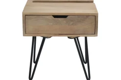 Miliboo Table De Chevet-Table de chevet industrielle bois manguier massif et métal noir VIBES