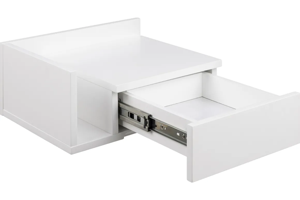Miliboo Table De Chevet-Table de chevet murale blanche avec tiroir L40 cm NASTY