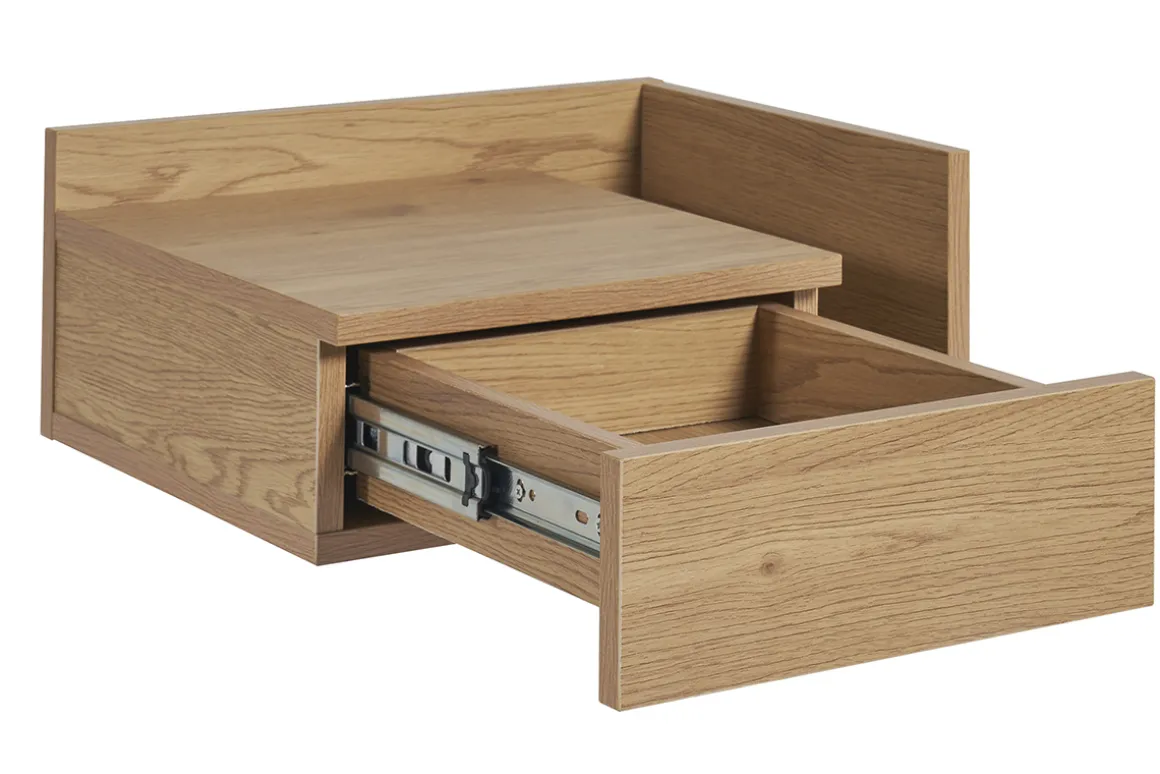 Miliboo Table De Chevet-Table de chevet murale finition bois chêne clair avec tiroir L40 cm NASTY