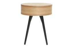 Miliboo Table De Chevet-Table de chevet ronde avec tiroir bois clair et métal noir D41 cm KORAL