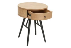Miliboo Table De Chevet-Table de chevet ronde avec tiroir bois clair et métal noir D41 cm KORAL