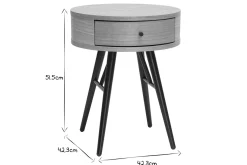 Miliboo Table De Chevet-Table de chevet ronde avec tiroir bois clair et métal noir D41 cm KORAL