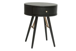 Miliboo Table De Chevet-Table de chevet ronde avec tiroir bois et métal noir D41 cm KORAL