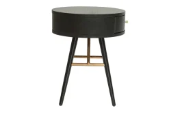 Miliboo Table De Chevet-Table de chevet ronde avec tiroir bois et métal noir D41 cm KORAL