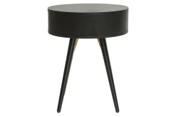 Miliboo Table De Chevet-Table de chevet ronde avec tiroir bois et métal noir D41 cm KORAL