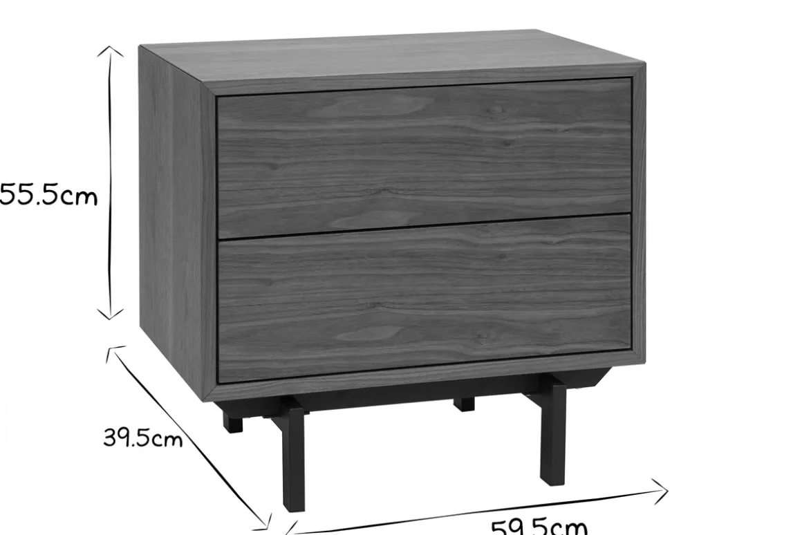 Miliboo Table De Chevet-Table de chevet vintage bois foncé noyer et métal L60 cm MANNY