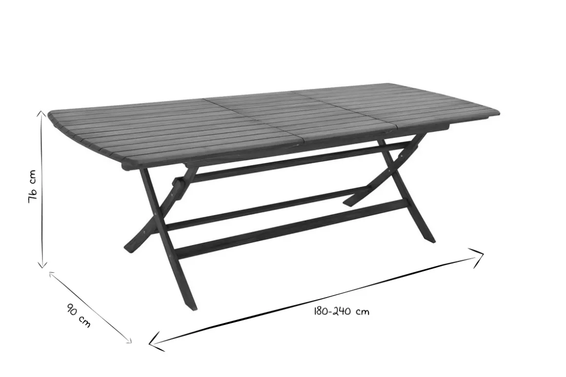 Miliboo Table De Jardin-Table de jardin extensible rallonges intégrées en bois massif L180-240 cm CANOPEE