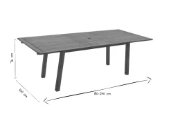 Miliboo Table De Jardin-Table de jardin extensible rallonges intégrées en bois massif L180-240 cm MAYEL