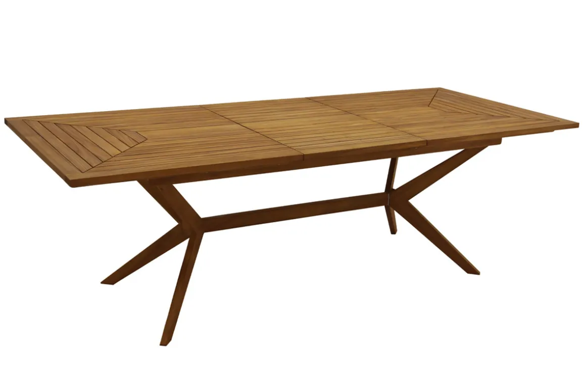 Miliboo Table De Jardin-Table de jardin extensible rallonges intégrées en bois massif L180-240 cm SANTO