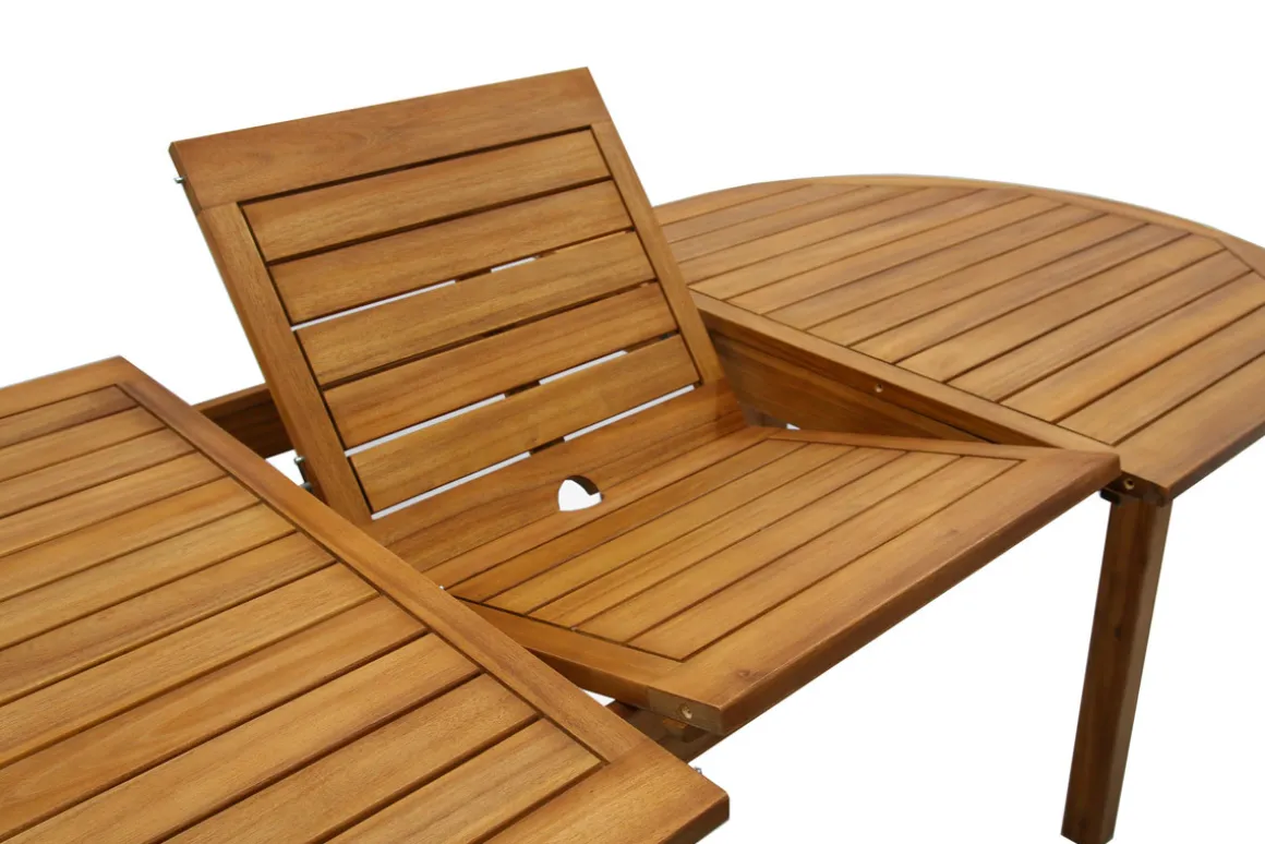 Miliboo Table De Jardin-Table de jardin extensible rallonges intégrées en bois massif L160-210 cm MAYEL