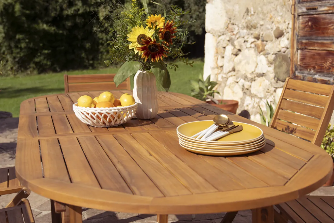 Miliboo Table De Jardin-Table de jardin extensible rallonges intégrées en bois massif L160-210 cm MAYEL