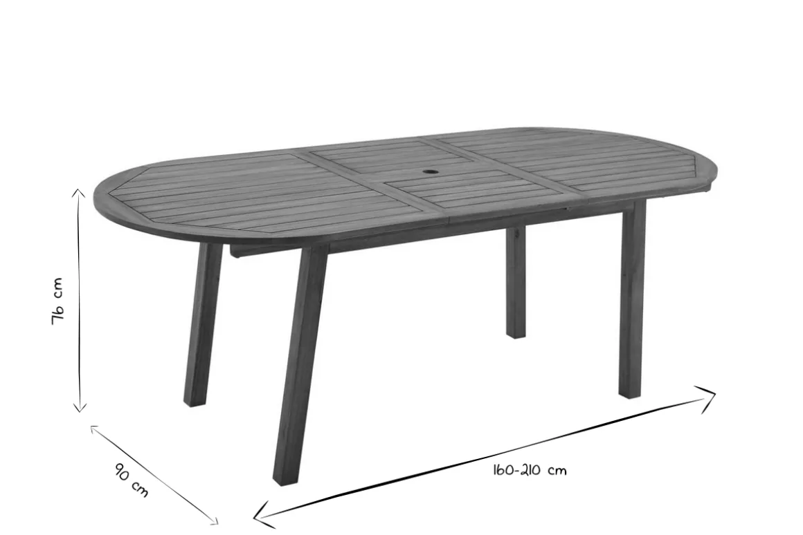 Miliboo Table De Jardin-Table de jardin extensible rallonges intégrées en bois massif L160-210 cm MAYEL