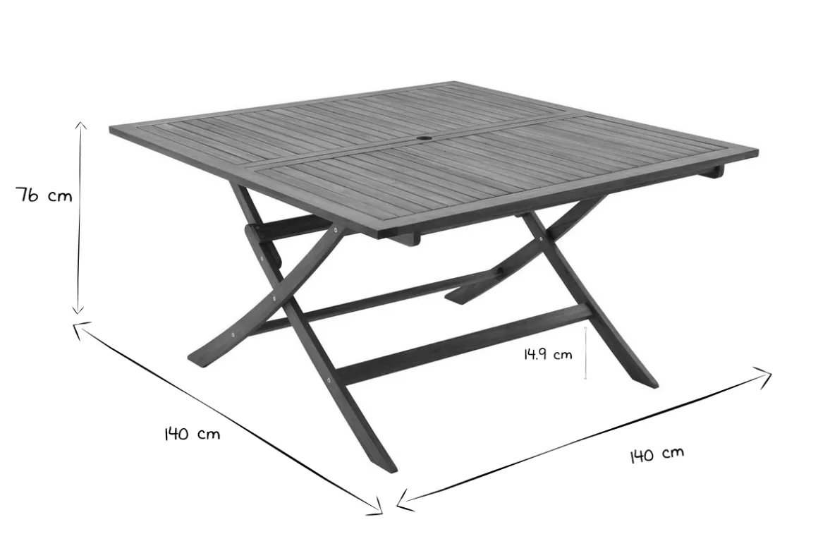 Miliboo Table De Jardin-Table de jardin pliante carrée en bois massif L140 cm SANTIAGO