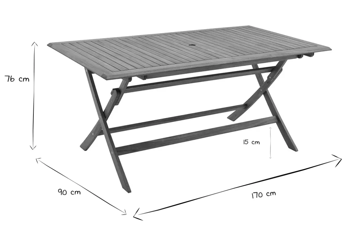 Miliboo Table De Jardin-Table de jardin pliante rectangulaire en bois massif L170 cm SANTIAGO
