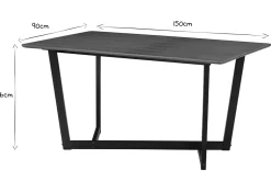 Miliboo Table À Manger Fixe-Table design rectangulaire noyer et bois teinté noir L150 cm KOUK
