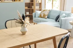 Miliboo Table Extensible-Table extensible rallonges intégrées rectangulaire en bois clair chêne L140-170 cm ANK