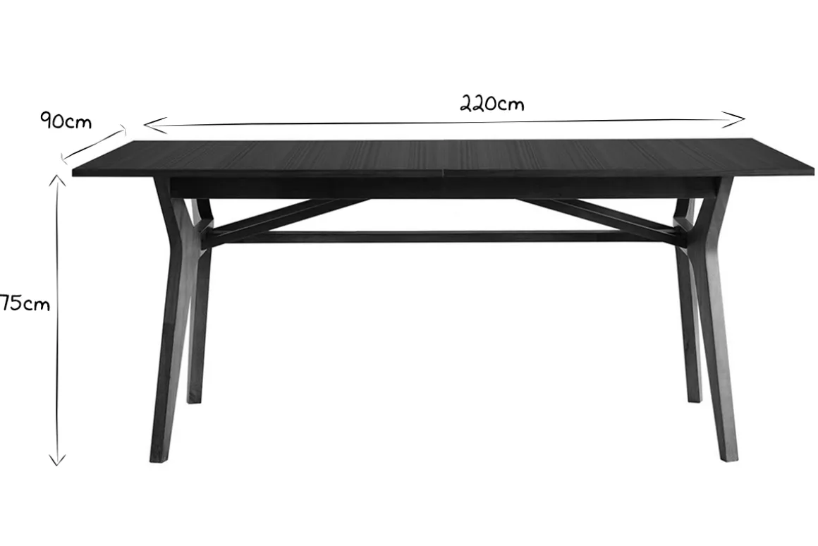 Miliboo Table Extensible-Table extensible rallonges intégrées rectangulaire bois foncé noyer L180-220 cm FOSTER