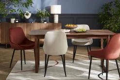 Miliboo Table Extensible-Table extensible rallonges intégrées rectangulaire en bois foncé noyer L160-240 cm LAHO