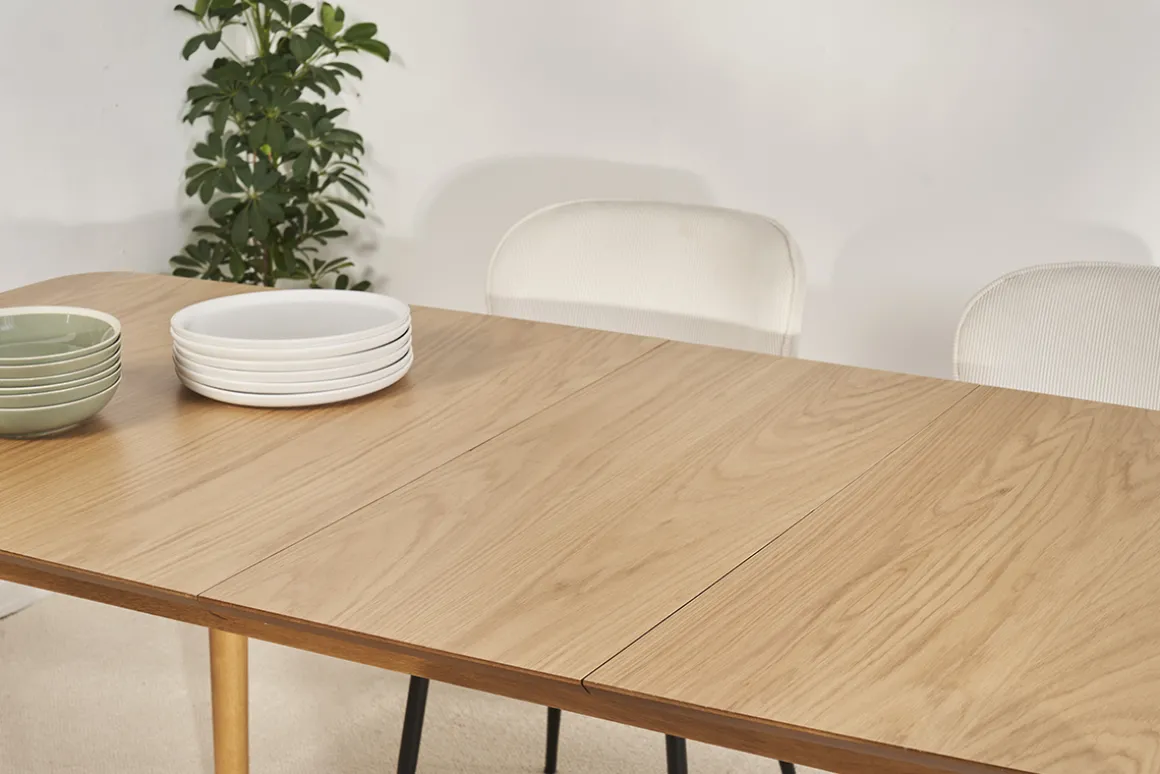 Miliboo Table Extensible-Table extensible rallonges intégrées rectangulaire en bois clair chêne L180-220 cm EGO