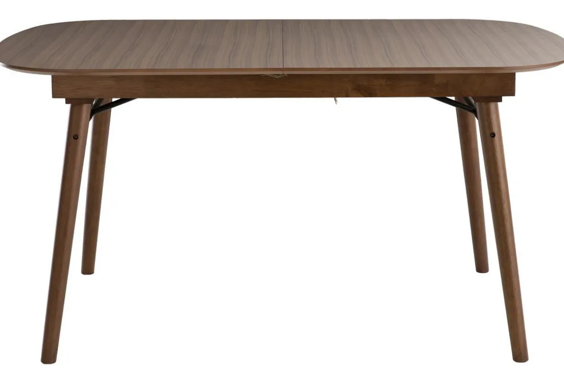 Miliboo Table Extensible-Table extensible rallonges intégrées rectangulaire en bois foncé noyer L150-180 cm SHELDON