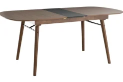 Miliboo Table Extensible-Table extensible rallonges intégrées rectangulaire en bois foncé noyer L150-180 cm SHELDON