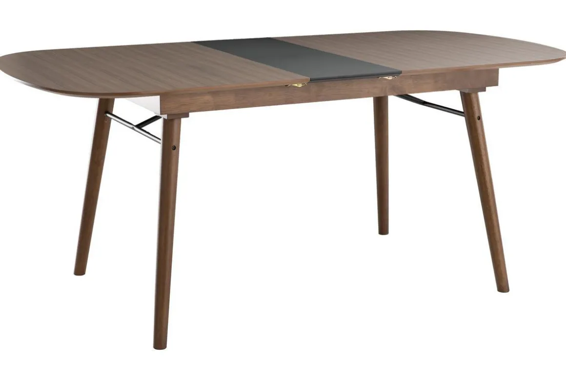 Miliboo Table Extensible-Table extensible rallonges intégrées rectangulaire en bois foncé noyer L150-180 cm SHELDON