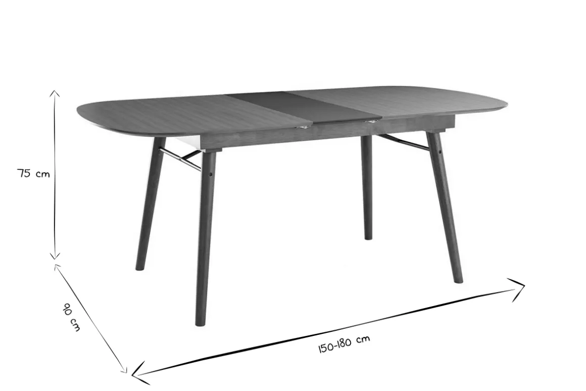 Miliboo Table Extensible-Table extensible rallonges intégrées rectangulaire en bois foncé noyer L150-180 cm SHELDON
