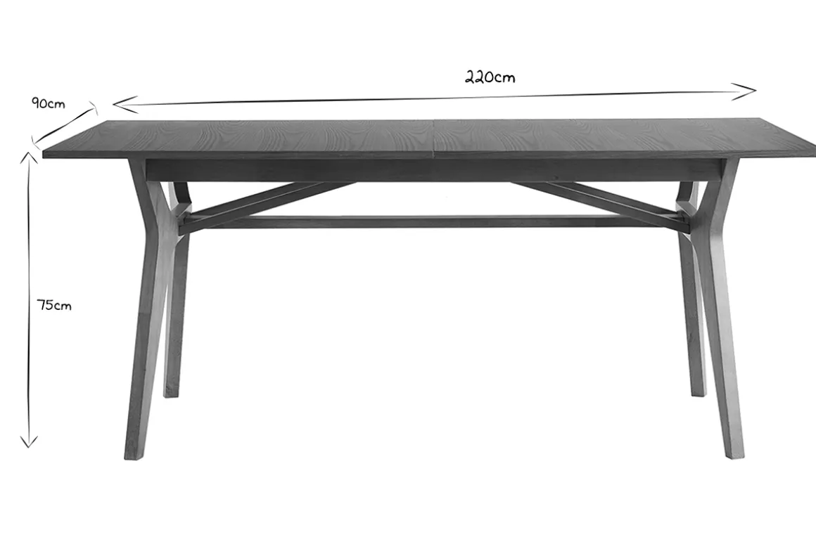 Miliboo Table Extensible-Table extensible rallonges intégrées rectangulaire bois clair L180-220 cm FOSTER