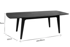 Miliboo Table Extensible-Table extensible rallonges intégrées rectangulaire en bois noir chêne L180-230 cm FIFTIES