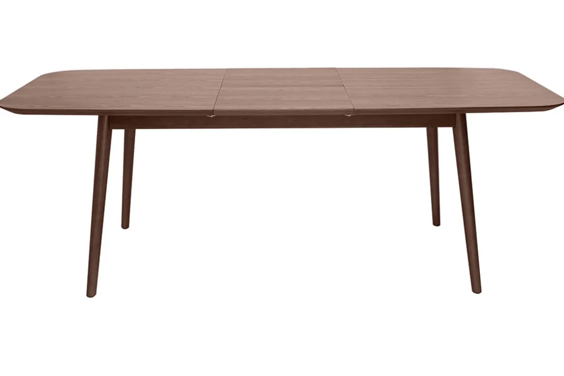 Miliboo Table Extensible-Table extensible rallonges intégrées rectangulaire en bois foncé noyer L160-210 cm ANK