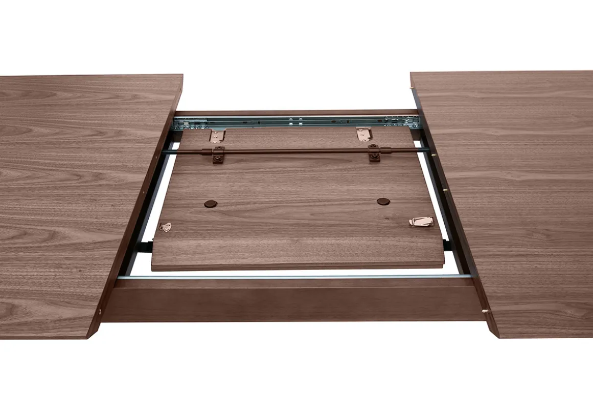 Miliboo Table Extensible-Table extensible rallonges intégrées rectangulaire en bois foncé noyer L160-210 cm ANK