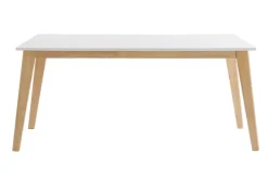 Miliboo Table Extensible-Table extensible rallonges intégrées rectangulaire blanche et bois clair L160-205 cm SWAD