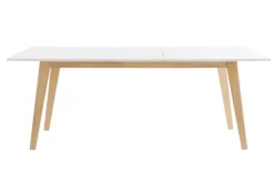 Miliboo Table Extensible-Table extensible rallonges intégrées rectangulaire blanche et bois clair L160-205 cm SWAD