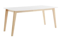Miliboo Table Extensible-Table extensible rallonges intégrées rectangulaire blanche et bois clair L160-205 cm SWAD