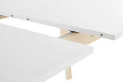 Miliboo Table Extensible-Table extensible rallonges intégrées rectangulaire blanche et bois clair L160-205 cm SWAD