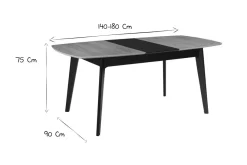 Miliboo Table Extensible-Table extensible rallonges intégrées rectangulaire bois et noir L140-180 cm MEENA