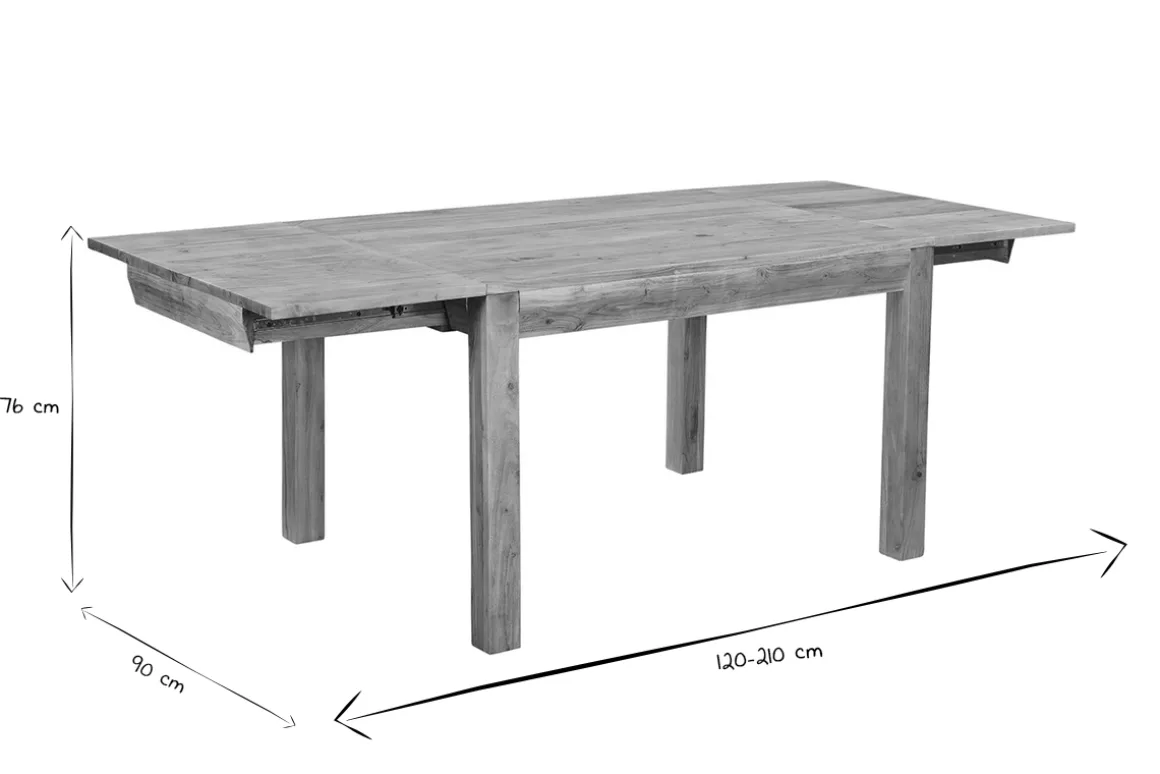 Miliboo Table Extensible-Table extensible rallonges intégrées rectangulaire en bois massif L120-210 cm BALTO