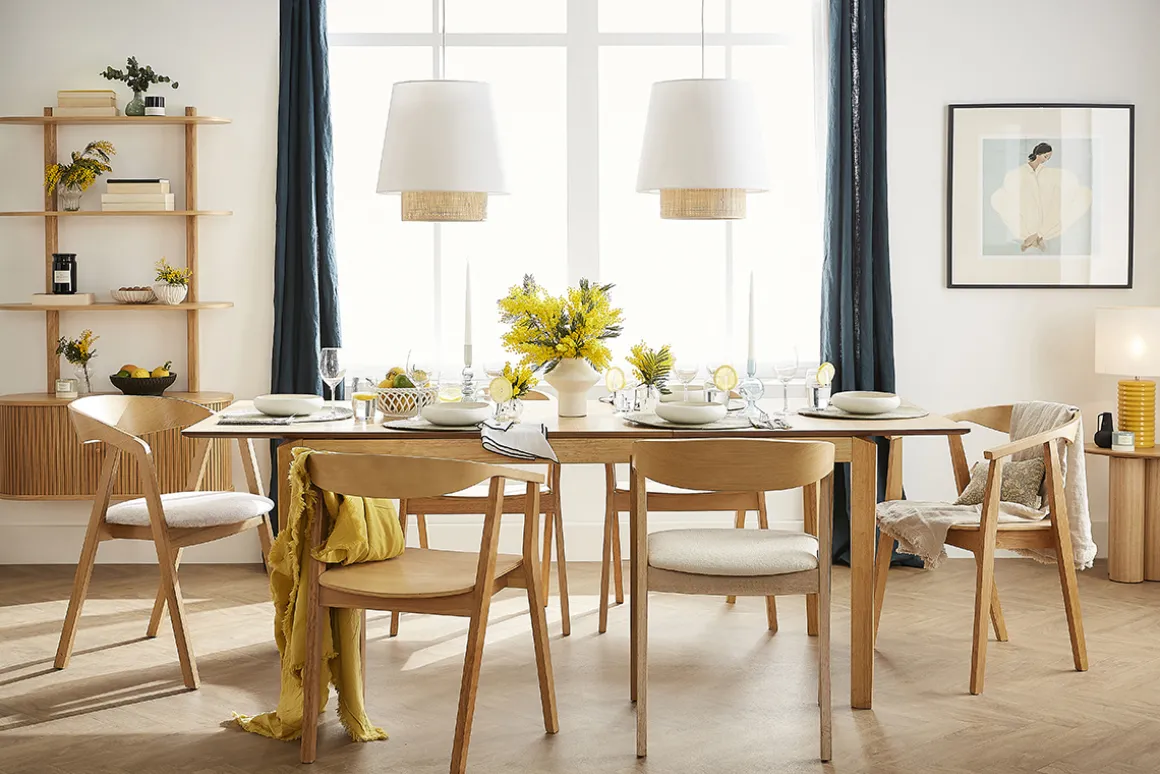 Miliboo Table Extensible-Table extensible rallonges intégrées rectangulaire en bois clair frêne L160-210 cm BONAVISTA