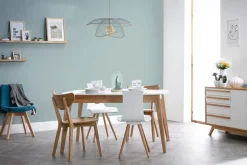 Miliboo Table Extensible-Table extensible rallonges intégrées rectangulaire blanc et bois L140-180 cm MEENA