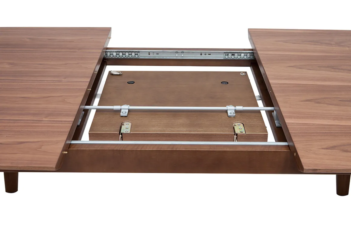 Miliboo Table Extensible-Table extensible rallonges intégrées rectangulaire en bois foncé noyer L180-230 cm FIFTIES