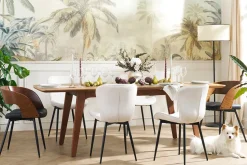 Miliboo Table Extensible-Table extensible rallonges intégrées rectangulaire en bois foncé noyer L180-230 cm FIFTIES