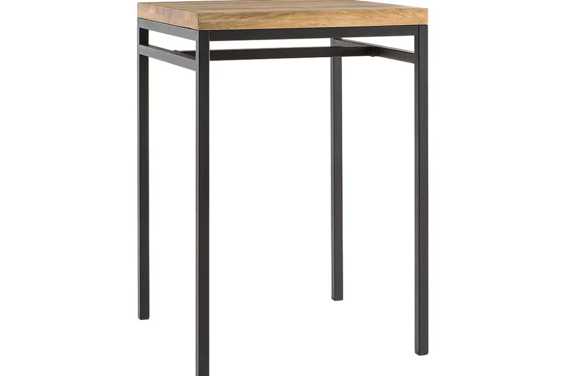 Miliboo Table De Bar / Bar-Table haute carrée en manguier massif et métal noir L70 cm YPSTER