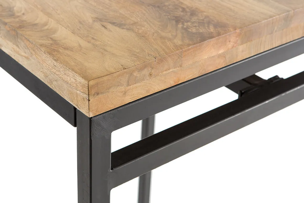 Miliboo Table De Bar / Bar-Table haute carrée en manguier massif et métal noir L70 cm YPSTER