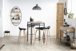 Miliboo Table De Bar / Bar-Table haute carrée en manguier massif et métal noir L70 cm YPSTER