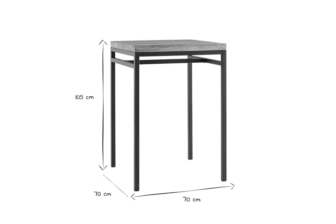 Miliboo Table De Bar / Bar-Table haute carrée en manguier massif et métal noir L70 cm YPSTER
