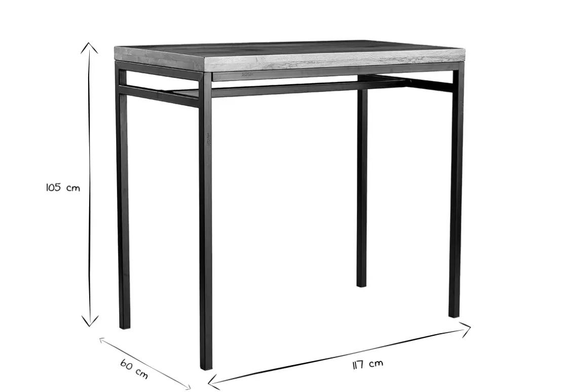 Miliboo Table De Bar / Bar-Table haute industrielle en bois manguier massif et métal noir L115 cm YPSTER