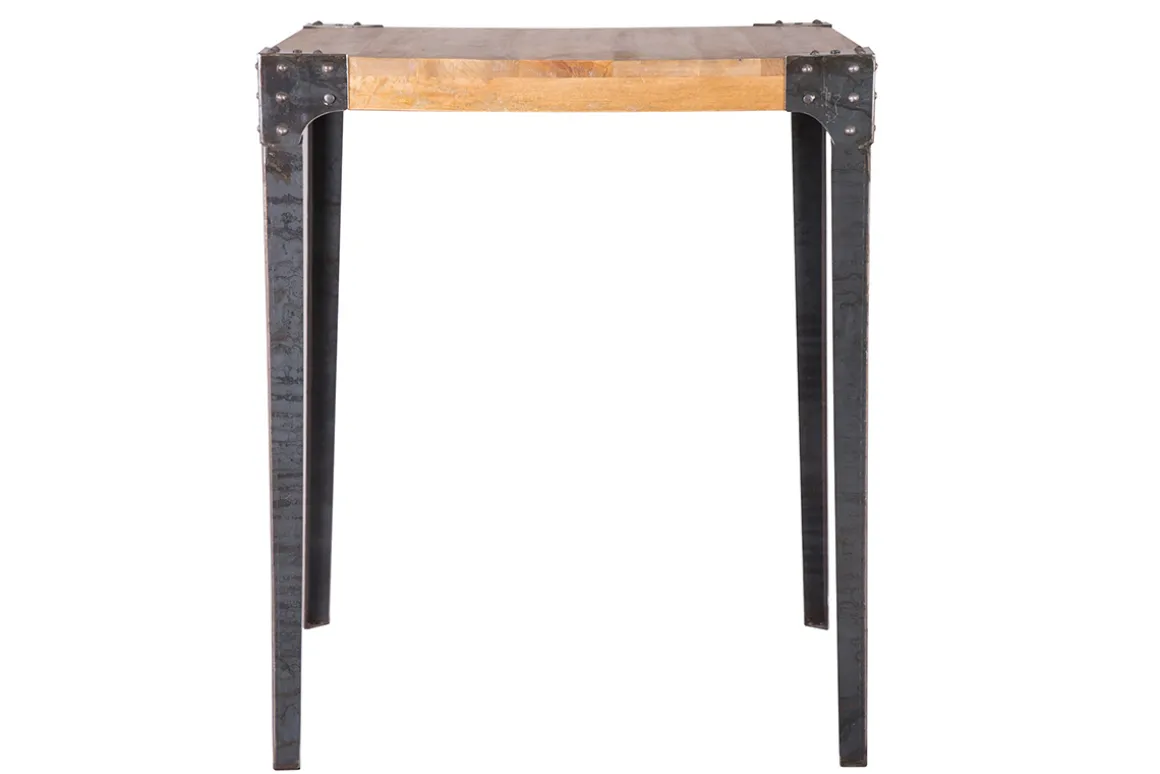 Miliboo Table De Bar / Bar-Table haute industrielle carrée en bois manguier massif et métal L88 cm MADISON