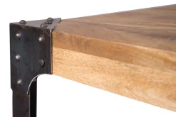 Miliboo Table De Bar / Bar-Table haute industrielle carrée en bois manguier massif et métal L88 cm MADISON